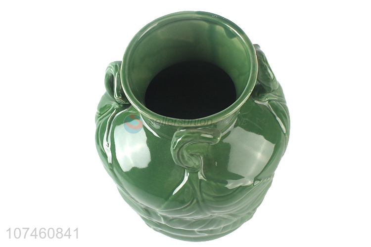 China Manufacture Ceramics Crafts Green Flower Vase