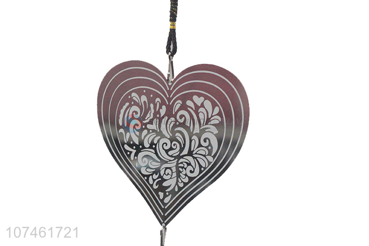 New arrival garden ornaments hollow heart iron sheet wind chimes