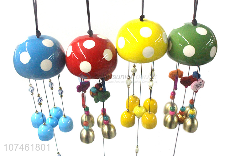 Creative design garden decoration mushroom shape wind chimes ceramic wind chimes