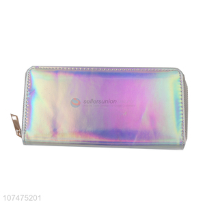 Unique design laser pu leather women purse ladies clutch bag