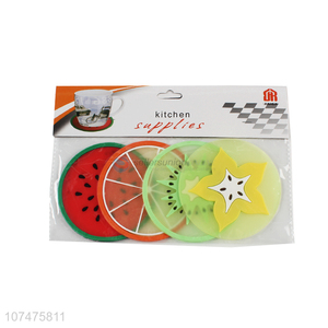 Excellent quality creative eco-friendly fruit cup mats silicone coasters