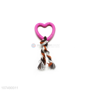 Custom Heart Shape Chew Toy With Rope For Pet