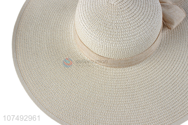 Wholesale Bow Decoration Summer Sunshade Wide Brim Straw Hat