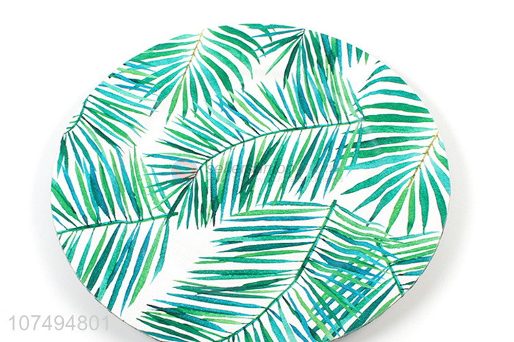 Most popular green leaves printed plastic serving plate for party