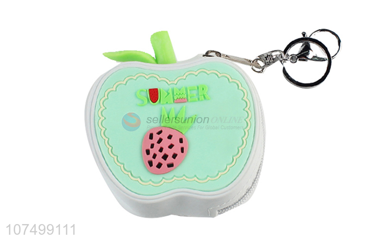 Good Quality Apple Shape Silicone Coin Purse With Key Chain