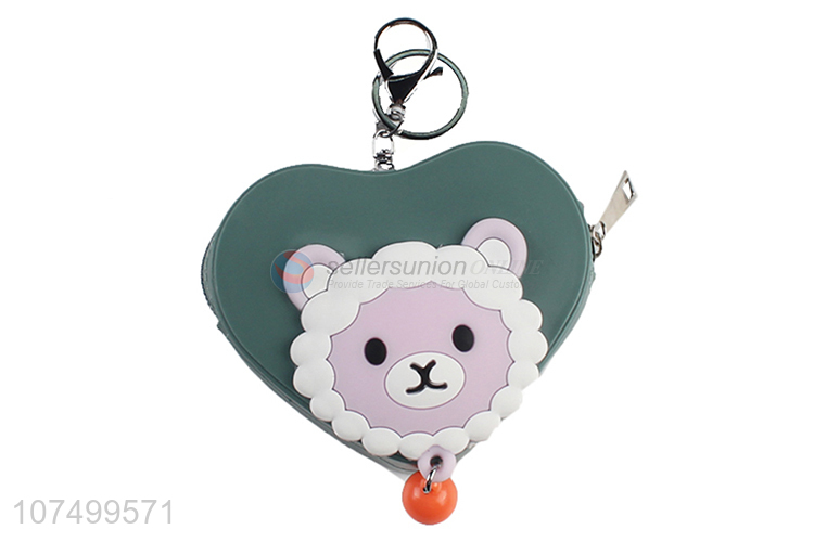 Cute Sheep Pattern Silicone Coin Purse Heart Shape Coin Case