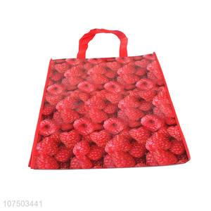 Promotional Price Non-Woven Raspberry Pattern Printed Tote Shopping Bag