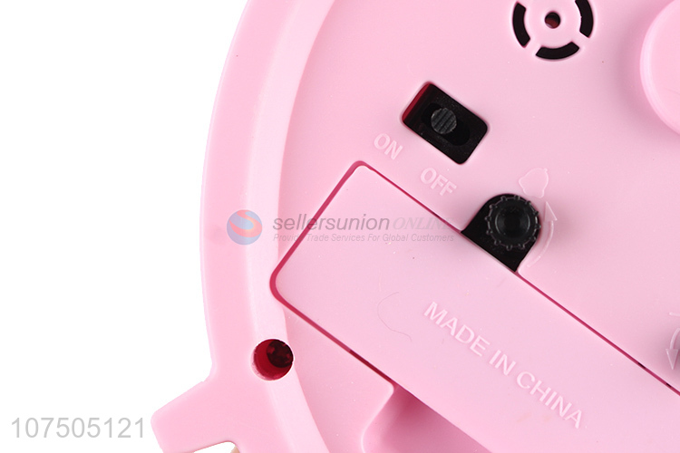 New Selling Promotion Heart Shape Pink Plastic Quartz Alarm Clock