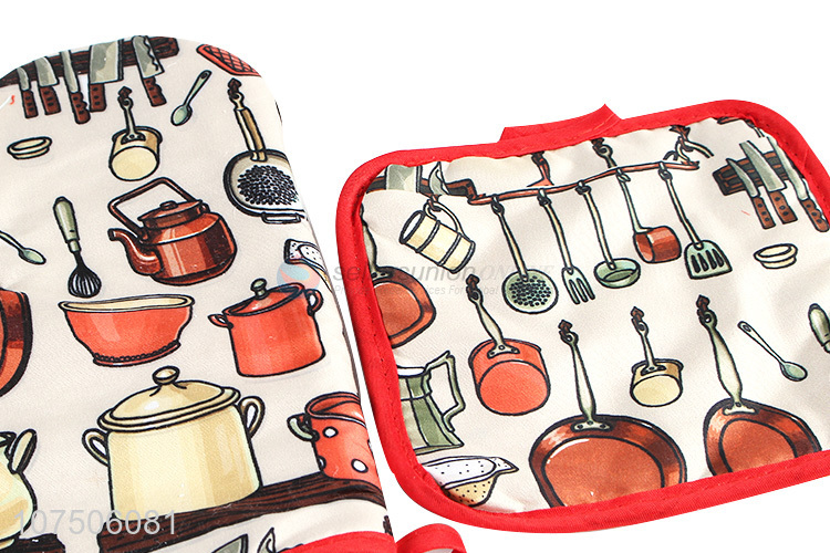 New arrival kitchen heatproof apron oven gloves and pot holder set