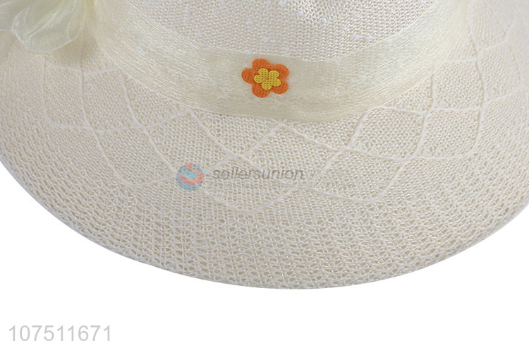 Low price elegant summer knitting ladies sun hat with ribbon