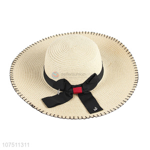 Factory price fashion ladies floppy hat summer paper straw hat