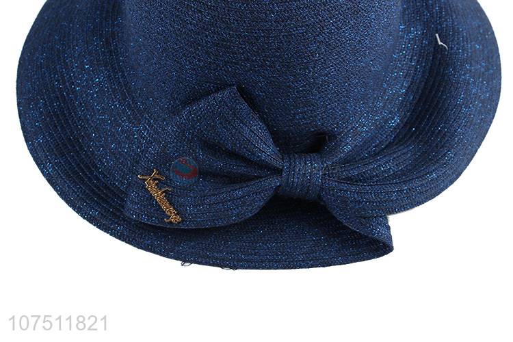 Factory price graceful women straw sun hat bucket hat with bowknot