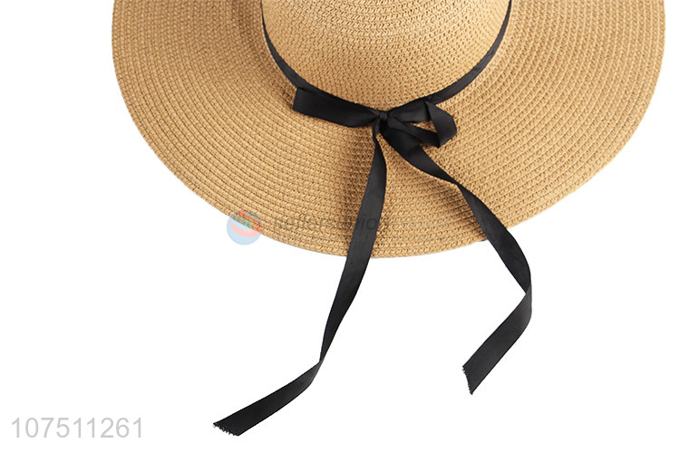 New products wide brim paper straw hat sun hat for ladies