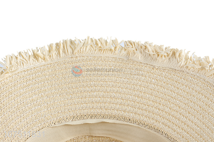 Good quality ladies summer paper straw hat sun hat with ribbon