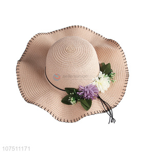 Wholesale elegant wide brim women straw hat sun hat beach hat