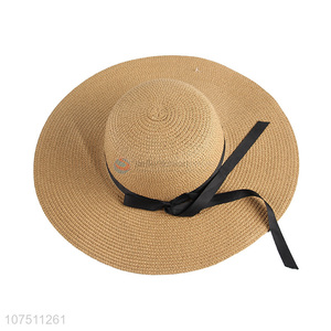 New products wide brim paper straw hat sun hat for ladies