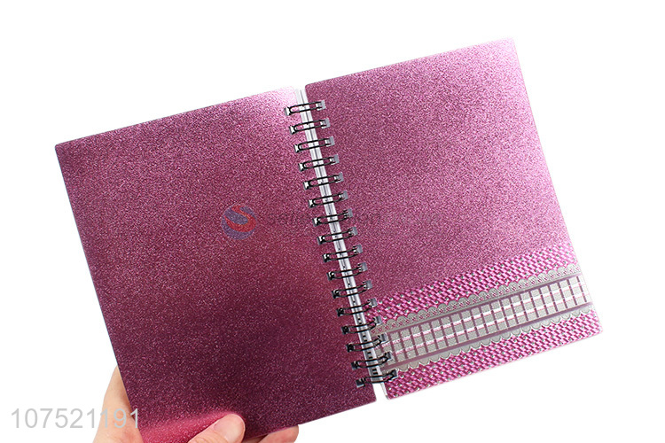 Wholesale hard cover a6 spiral notebook glitter student notebooks