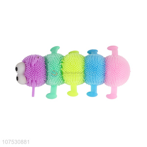 Good quality flashing caterpillar toy flashing puffer ball vent toy