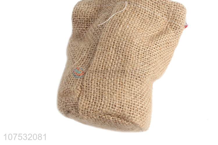 Latest arrival decorative knitted hat Christmas fabric doll in linen bag