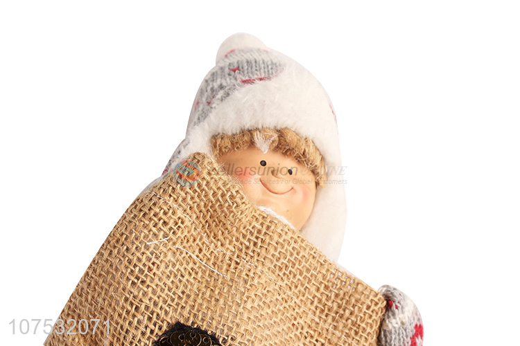 Hot products Christmas desk decoration cute fabric doll in linen bag