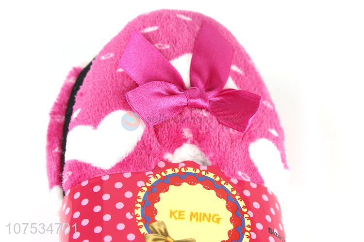 Promotional fashionable pattern women plush slipper floor shoes