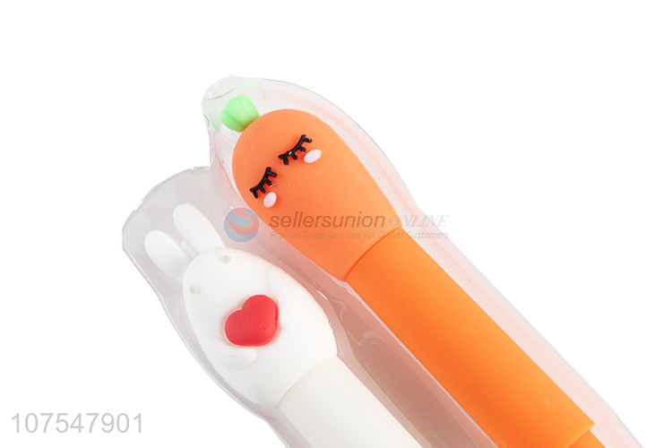 Most popular rabbit & carrot shape plastic gel ink pens for students