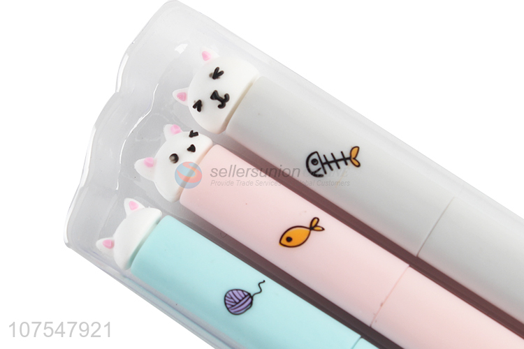 Promotional cute cat shape plastic gel ink pen students gel pens