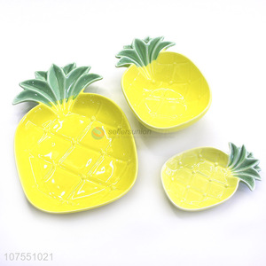 Factory Wholesale Creative Pineapple Shape Colorful Ceramic Plte