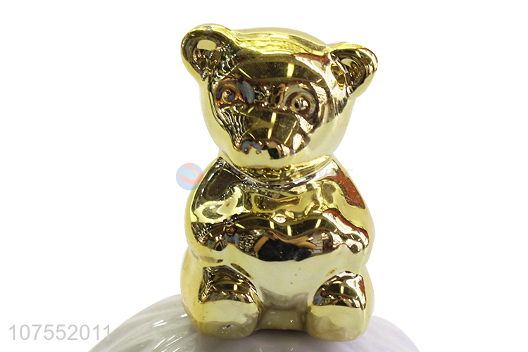 Factory Sell Household Ceramic Storage Jar With Gold Bear Ceramic Lid