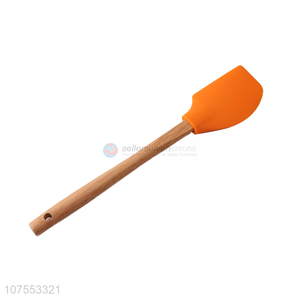 Custom Round Wood Handle Silicone Scraper Butter Spatula