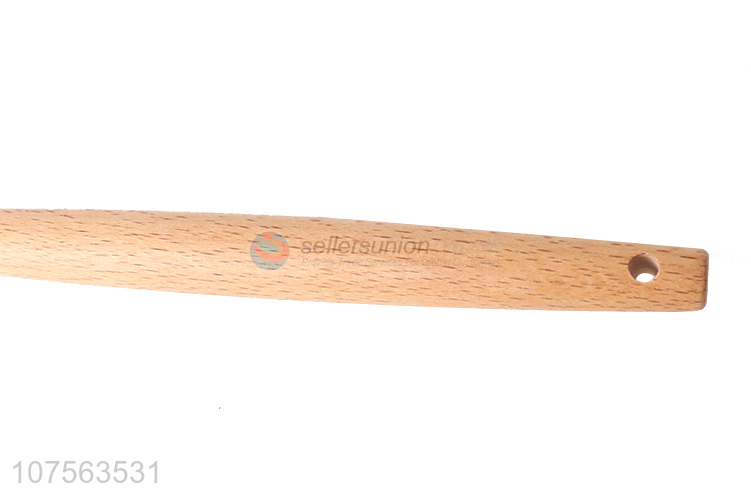 Promotional kitchen utensils wooden handle food grade silicone slotted spoon