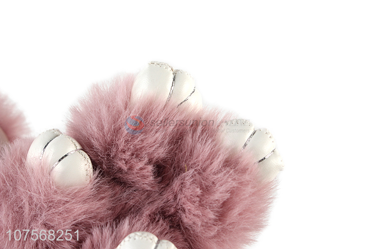 Good quality faux rabbit fur key chain fluffy animal key chain toy