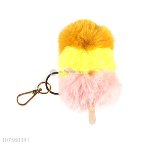 Latest arrival plush bag pendant pom pom key chain popsicle key chain