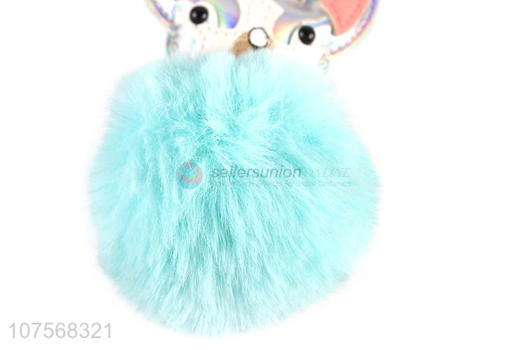 Wholesale kawaii fluffy puppy key chain fluffy faux fur ball bag pendants