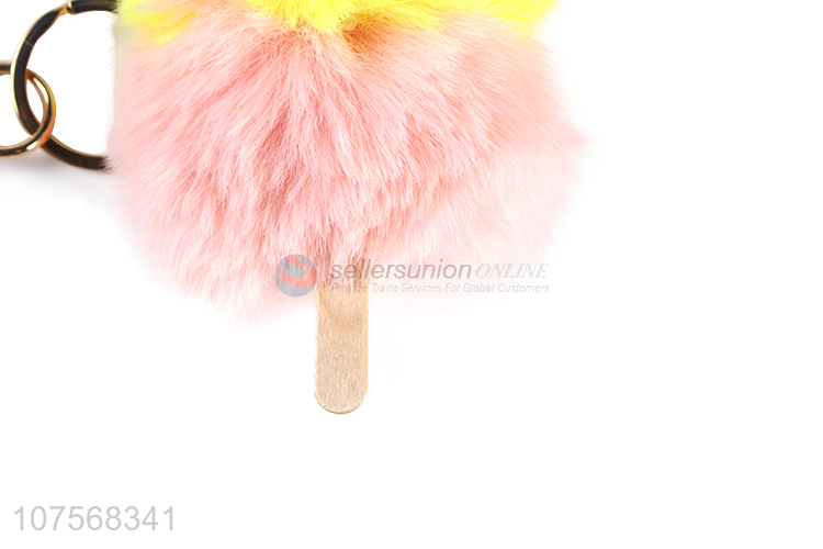 Latest arrival plush bag pendant pom pom key chain popsicle key chain