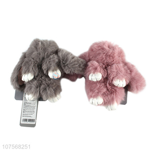 Good quality faux rabbit fur key chain fluffy animal key chain toy