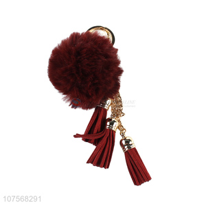 Best selling fashion tassel key chains plush key chain fur ball pendants