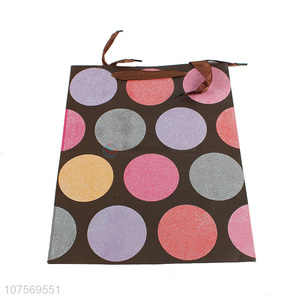 New design colorful glitter dot pattern paper gift bag paper packaging bag