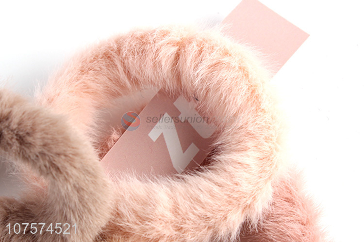 Good quality Korean style fluffy faux fur hair bands elastic ponytail holder