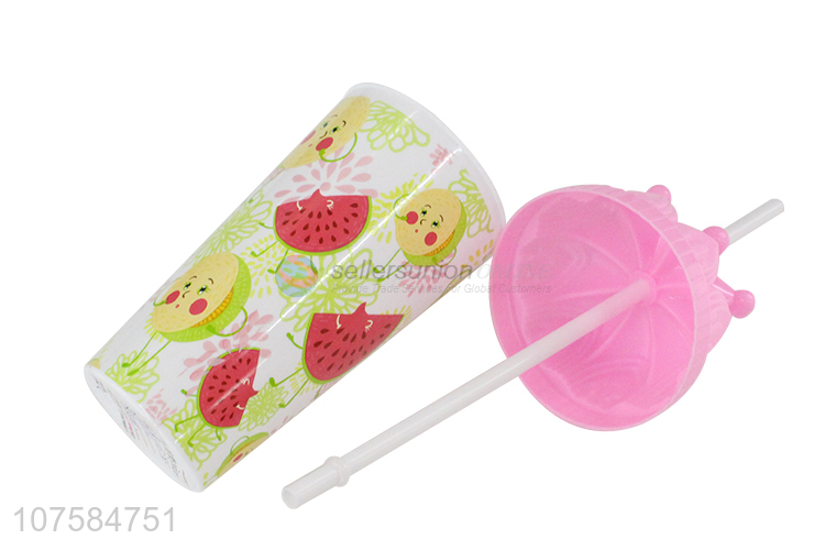 Cartoon Printing Plastic Water Bottle Fashion Straw Cup