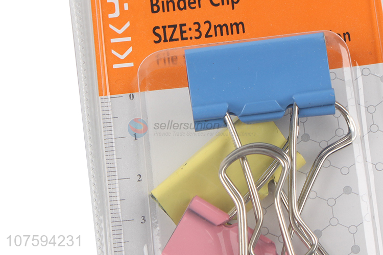 High quality 32mm colorful binder clips paper binder clips school stationery