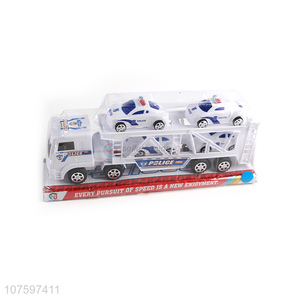 Hot products inertia friction police trailer toy set with police cars