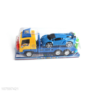 Latest arrival inertia friction trailer toy set with racing cars