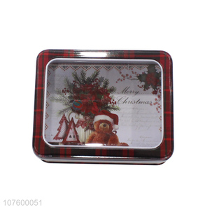 New Style Rectangle Christmas Decoration Metal Box Food Storage Box