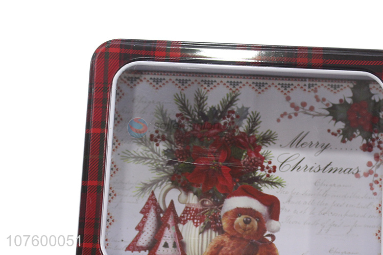 New Style Rectangle Christmas Decoration Metal Box Food Storage Box