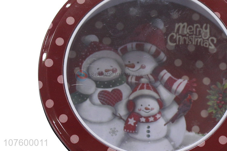 Hot Selling Christmas Candy Food Storage Box Round Tin Box