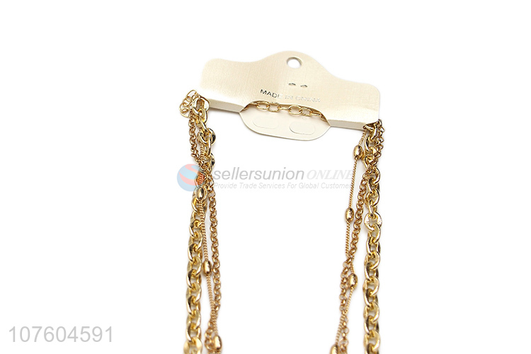 Hot selling 3 tier chain necklace with tassels women necklace