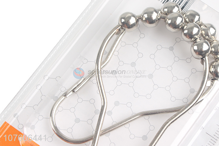 Fashion Style Metal Shower Curtain Rings Hooks With Beads