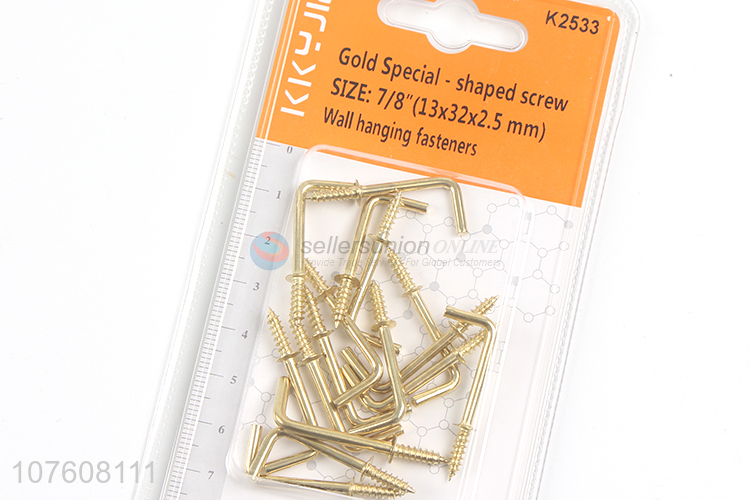 Custom Gold Special-Shaped Screw Copper Plated L Hook Screw