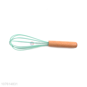 New arrival kitchen wooden handle silicone egg whisk egg beater